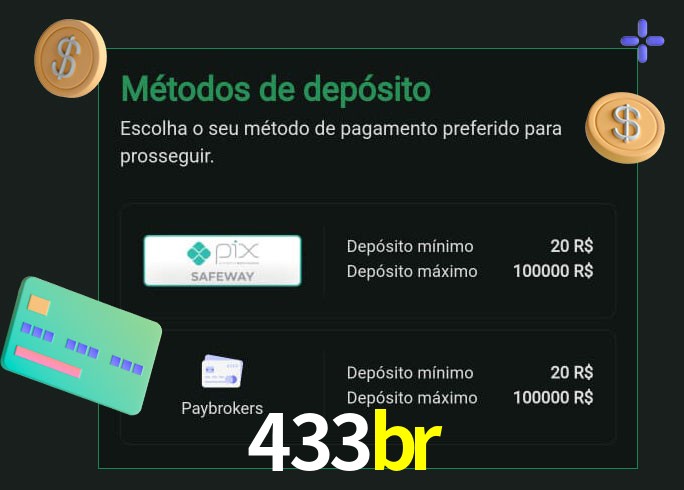 O cassino 433br oferece uma grande variedade de métodos de pagamento